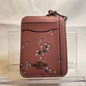 Coach Zip Compact Wallet/Card Case with Star Print